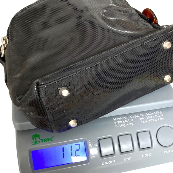 bag dark grey Laeda 4 Bloomingdales shoulder cross body leather faux lizard 9x5 - Picture 8 of 12